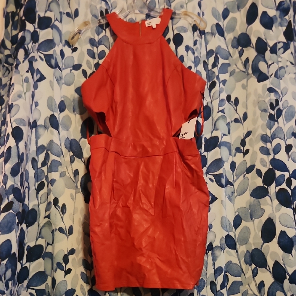 By The Way Brand Chic Red Halter Dress With Cutouts Sz Medium NWT Party Cocktail